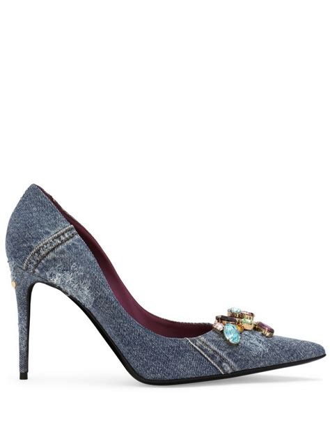 dolce gabbana denim pumps|Pumps aus Patchwork.